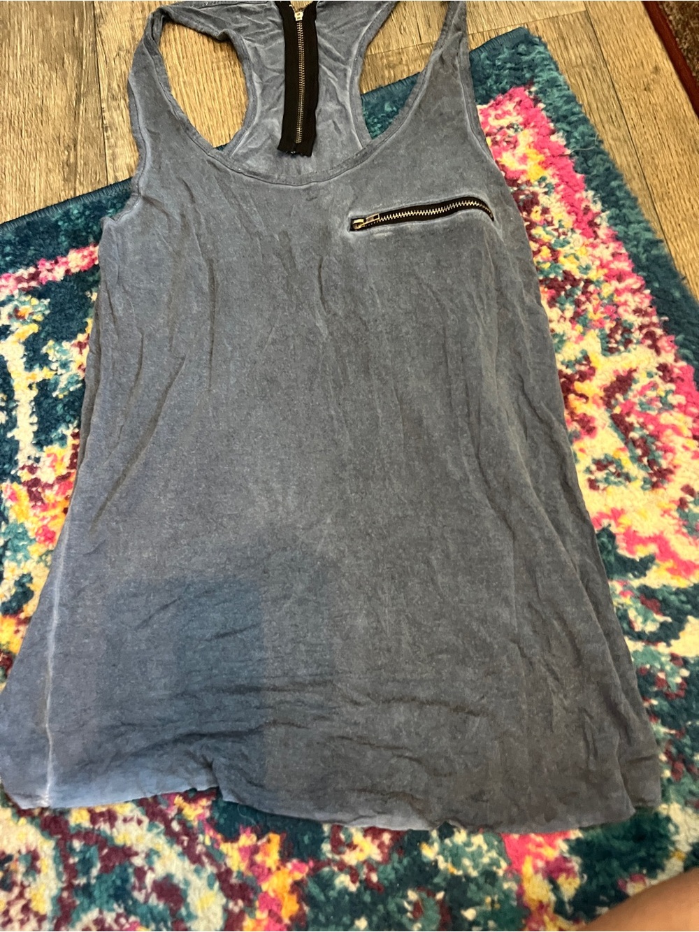 Pol Blue Racerback Zip-Back Tank Top - Picture 5 of 8